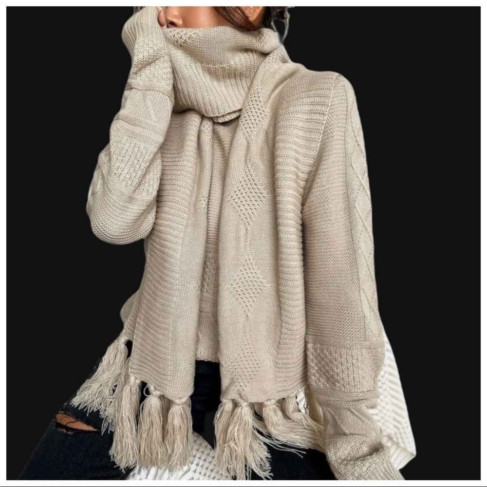 🛍 The Myeko Crew Neck Scarf Sweater - Picture 2 of 9